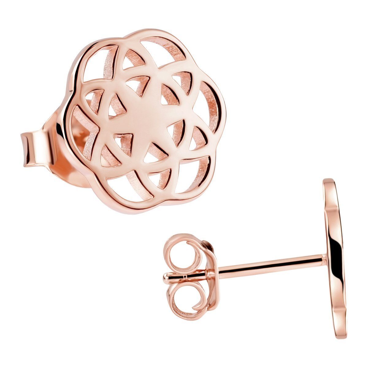 Materia Paar Ohrstecker Lebensblume / Blume des Lebens SO-384-rosegold, aus 925 Sterling Silber, vergoldet