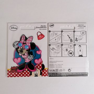 Disney Aufnäher Bügelbild, Aufbügler, Applikationen, Patches, Flicken, zum aufbügeln, Polyester, Minnie Mouse SONNENBRILLE - Größe: 8,3 x 6 cm