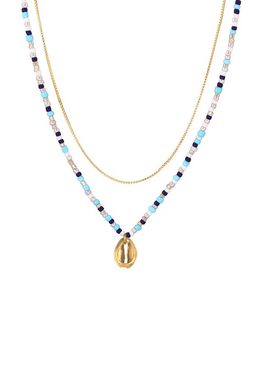 Elli Choker Muschel Glas Beads Maritim Bunt 925 Silber