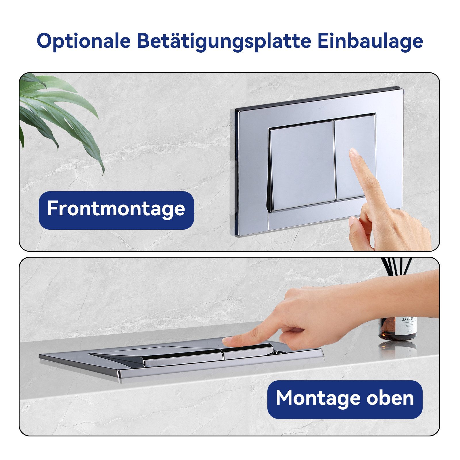 HOROW Vorwandelement WC Unterputz Wand-WC Spülkasten mit betätigungsplatte BH 82cm, Vorwandelement WC, Element für Wand-WC, - 50×12×82 cm – Bild 4 von 5