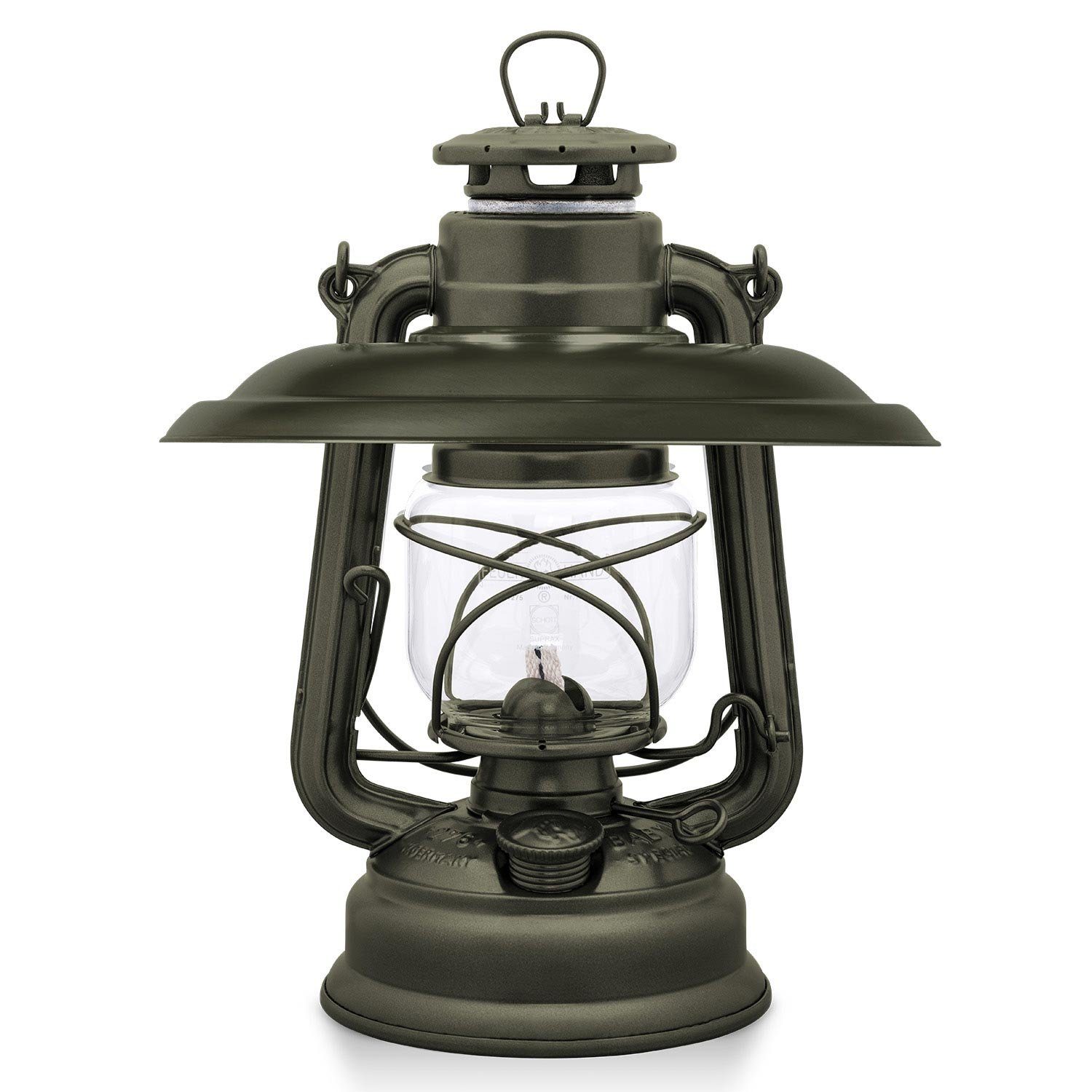 Feuerhand Outdoorkerze Sturmlaterne 276 inkl. Reflektorschirm (Spar-Set, 2-tlg., 1 x Lampe + 1 x Schirm), Farbe: Olive, pulverbeschichtet