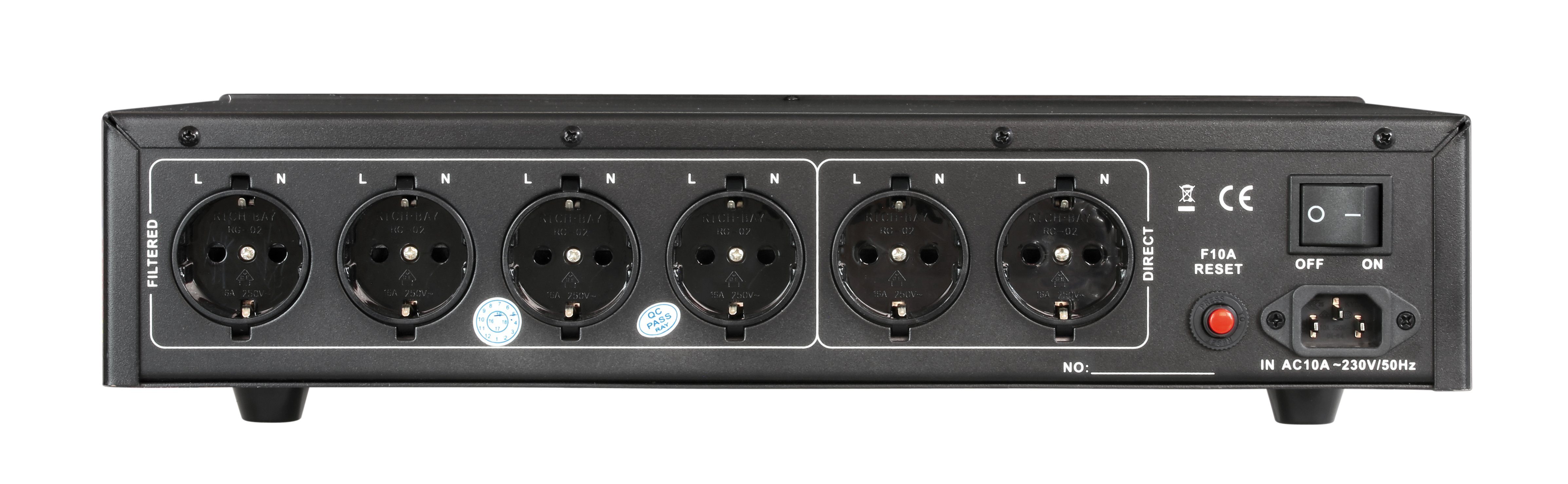 Dynavox X7000 Mehrfachsteckdose 6-fach (Kabellänge 1.5 m), HiFi-Netzfilter, Kontrollleuchte für korrekte Phasenlage und Display