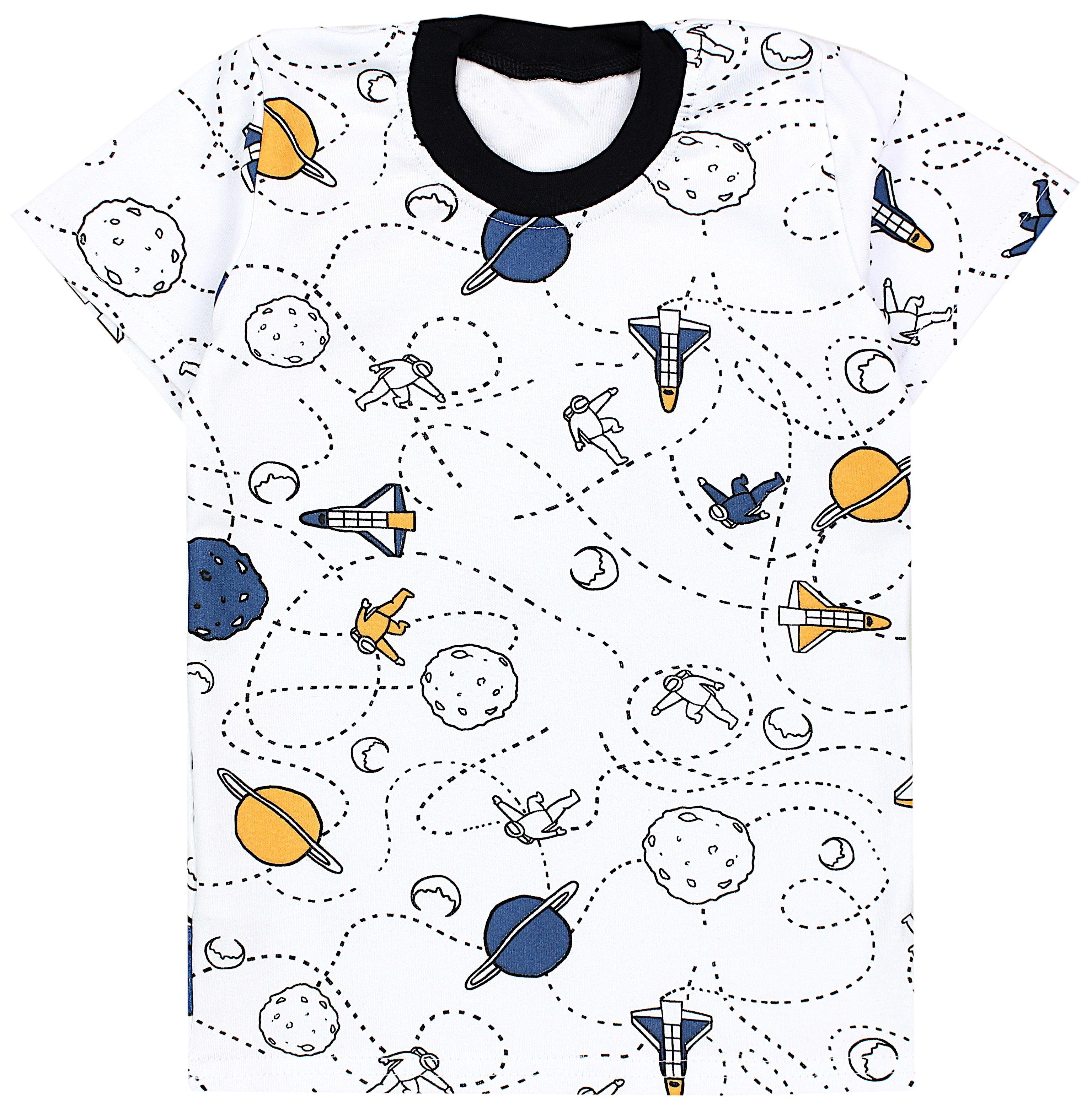 Sommer Set Weiß Pyjama Schlafanzug Kinder Schwarz 2-teilig Schlafanzug TupTam Kosmonauten Jungen / Kurzarm