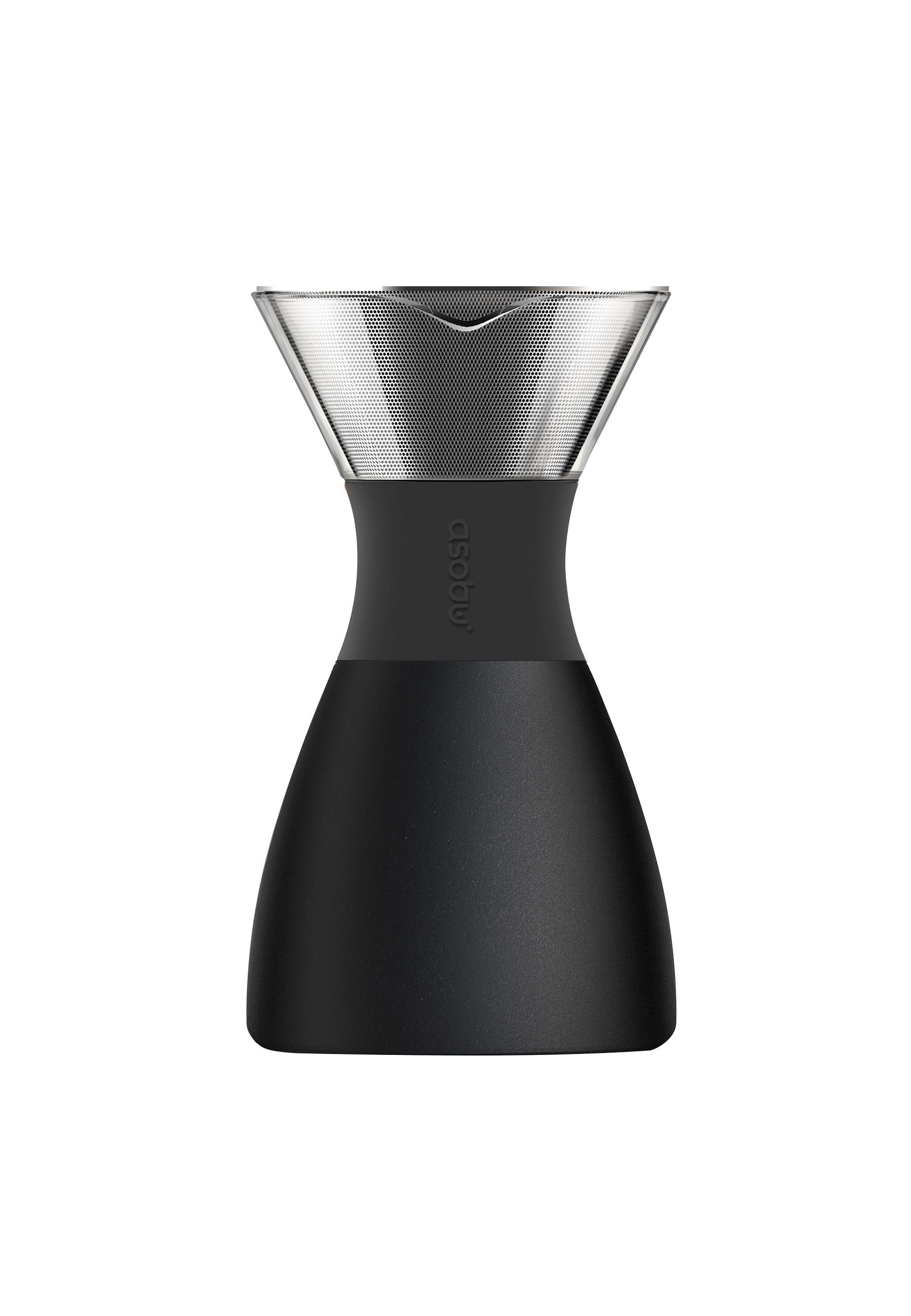 ASOBU Kaffeebereiter PourOver, aus Borosilikatglas und isoliertem Edelstahl schwarz, schwarz