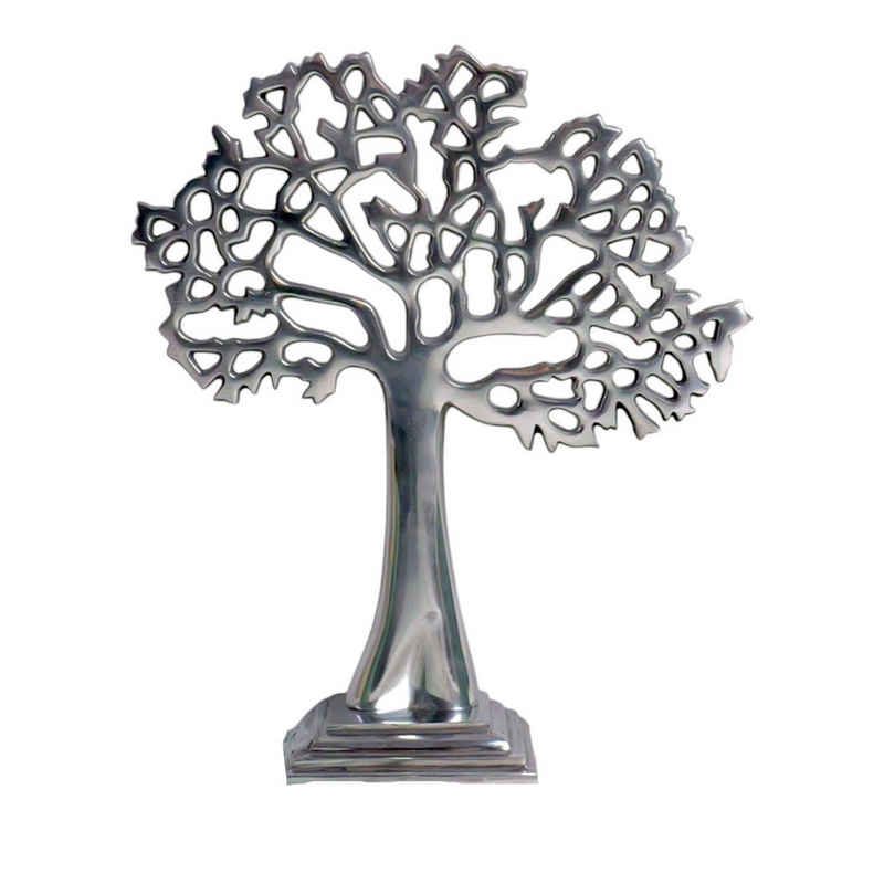 DekoTown Dekofigur Lebensbaum Silber Aluminium Kommunion/Konfirmation 26cm