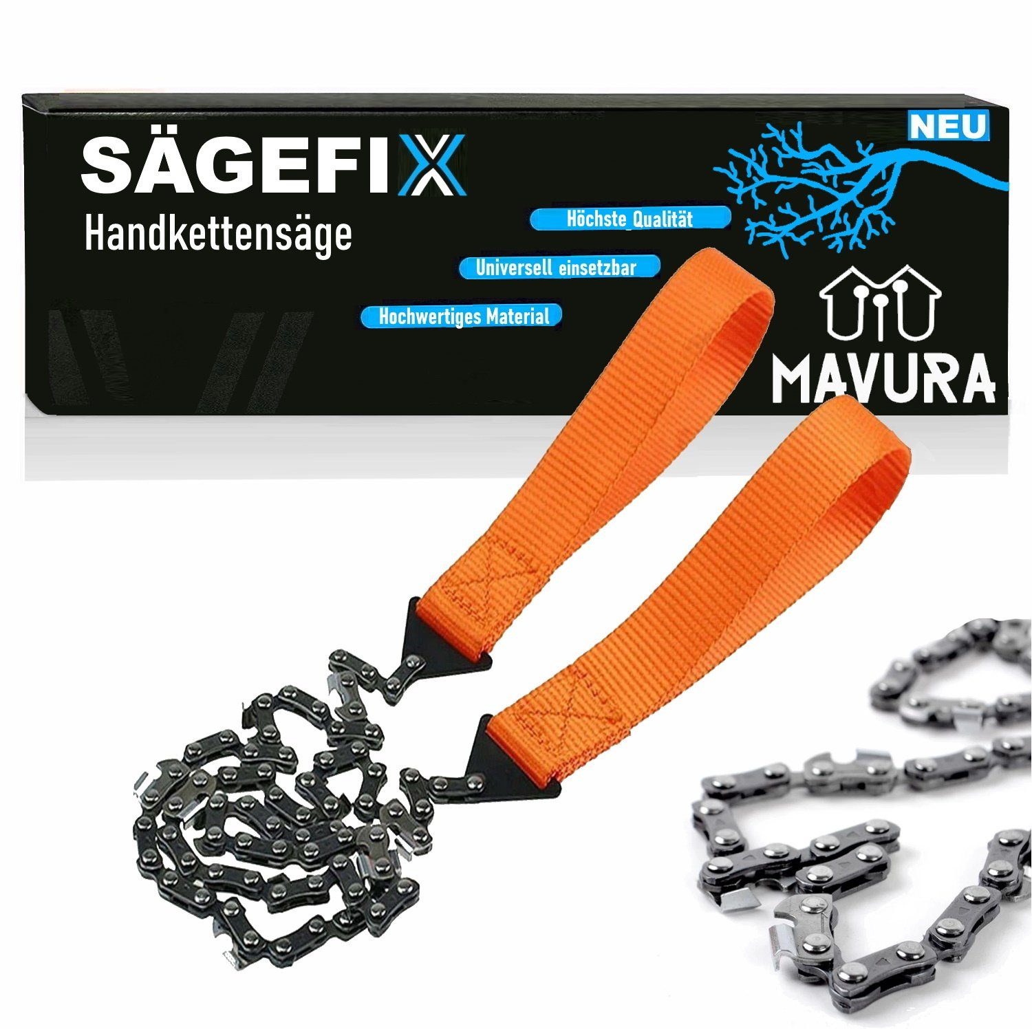 MAVURA Handsäge SÄGEFIX Handkettensäge Handsäge Sägeseil Seilsäge Hand Kettensäge, Bandsäge Drahtsäge EXTREM SCHARF (inkl.Tasche)