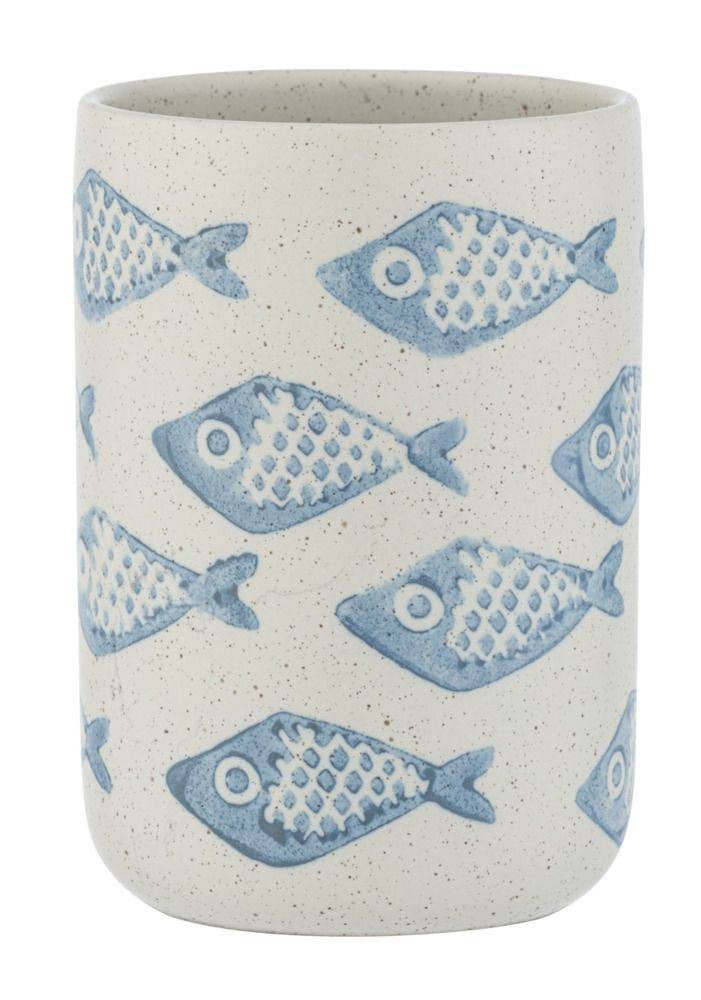 WENKO Zahnputzbecher Keramik-Zahnputzbecher AQUAMARIN, Wenko, (1 St)
