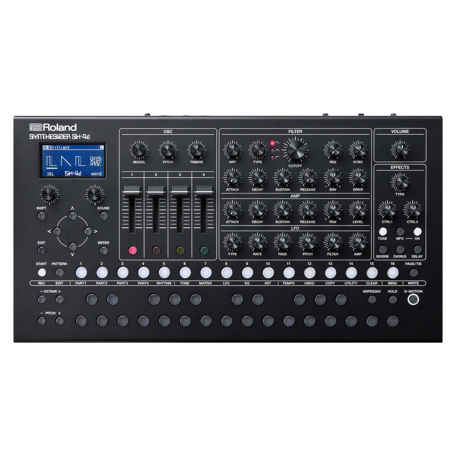 Roland Audio Synthesizer Roland SH-4d Desktop Synthesizer mit Kopfhörer