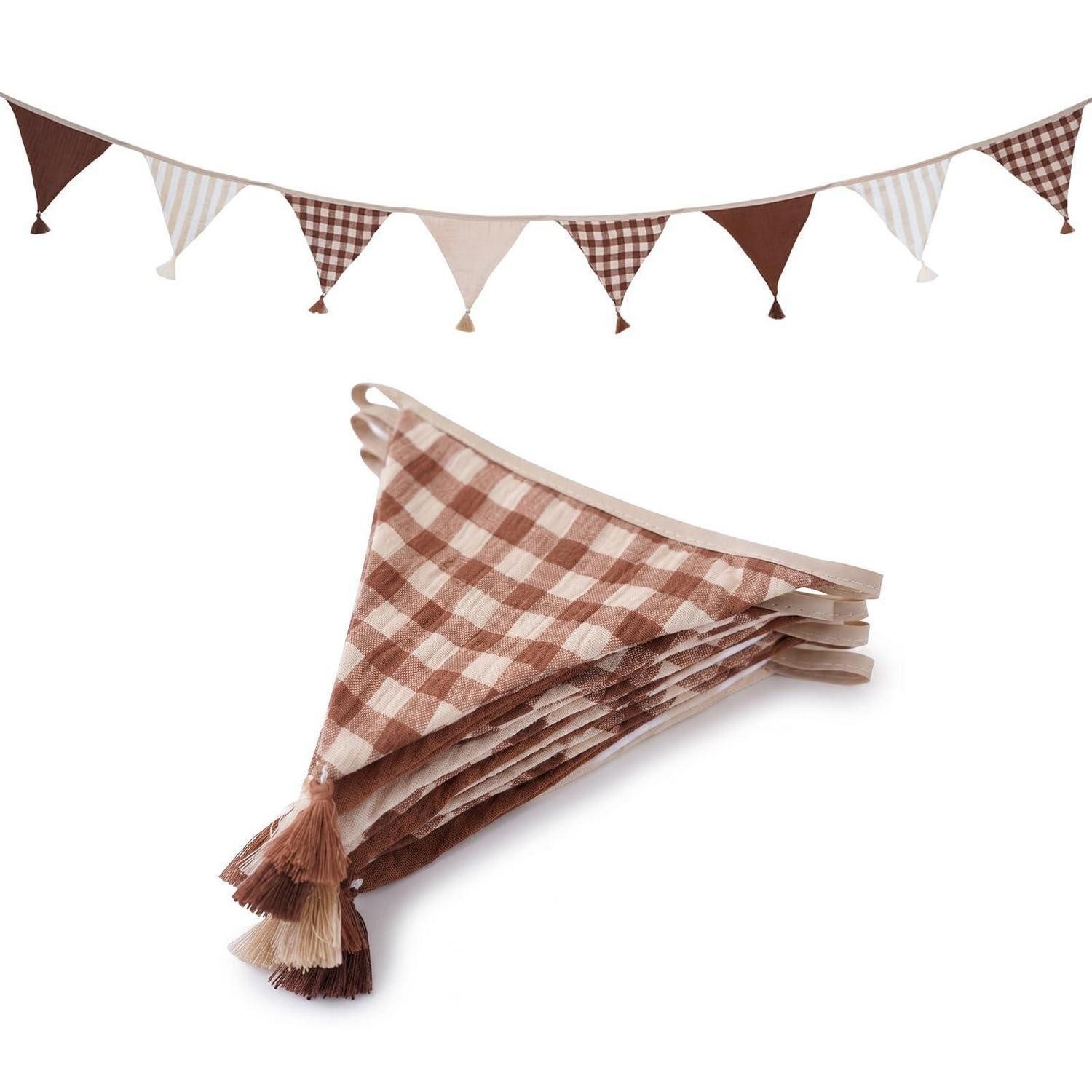 LuxusKollektion Wimpelkette Wimpelkette Karo Braun-Beige 2,6m