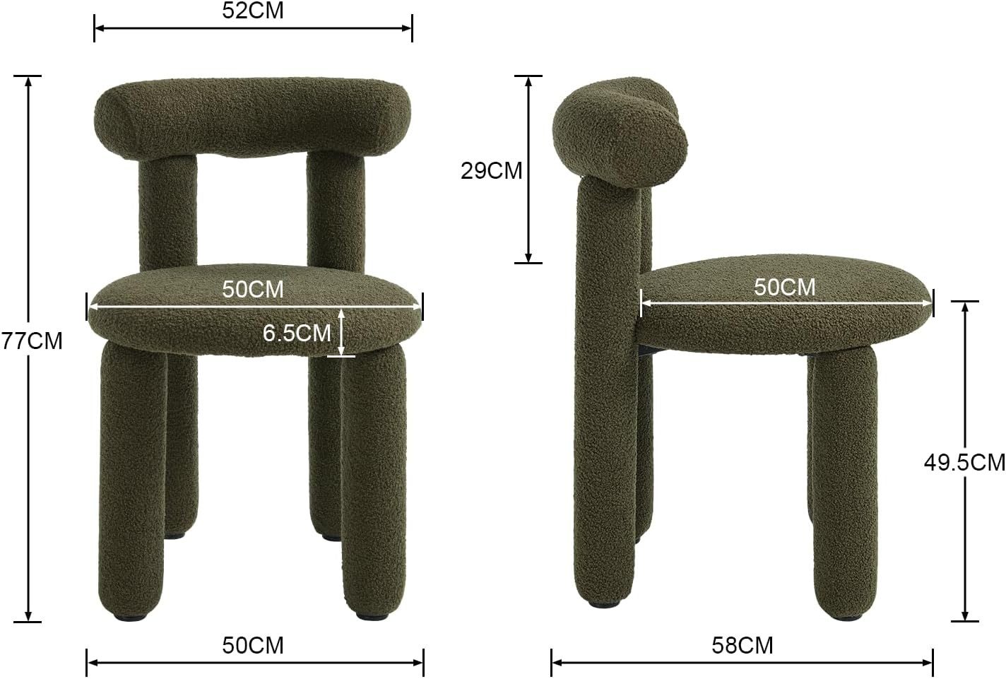 WAHSON OFFICE CHAIRS Esszimmerstuhl 2er Set Moderne Akzentstühle ohne Armlehne für Esszimmer