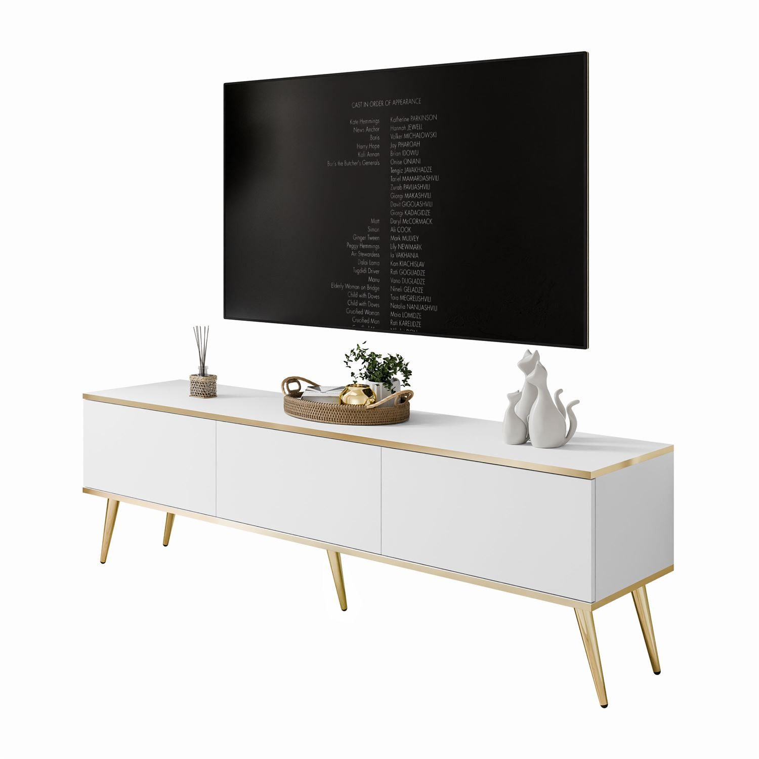 Lookway TV-Schrank OXFORD III 175 cm auf goldenen Füßen Breite: 175 cm