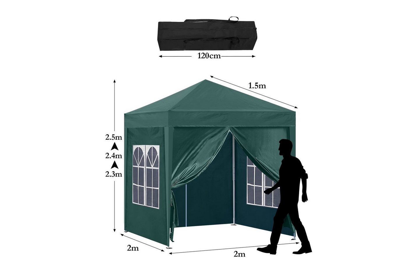 Thumbnail - Ofcasa Faltpavillon Gartenpavillon, 2x2m Gartenzelt, Tragbare Partyzelt