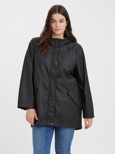 Günstige Marken Vero Moda JACKET Curve COATED Outdoorjacke CUR Black NOOS VMCMALOU