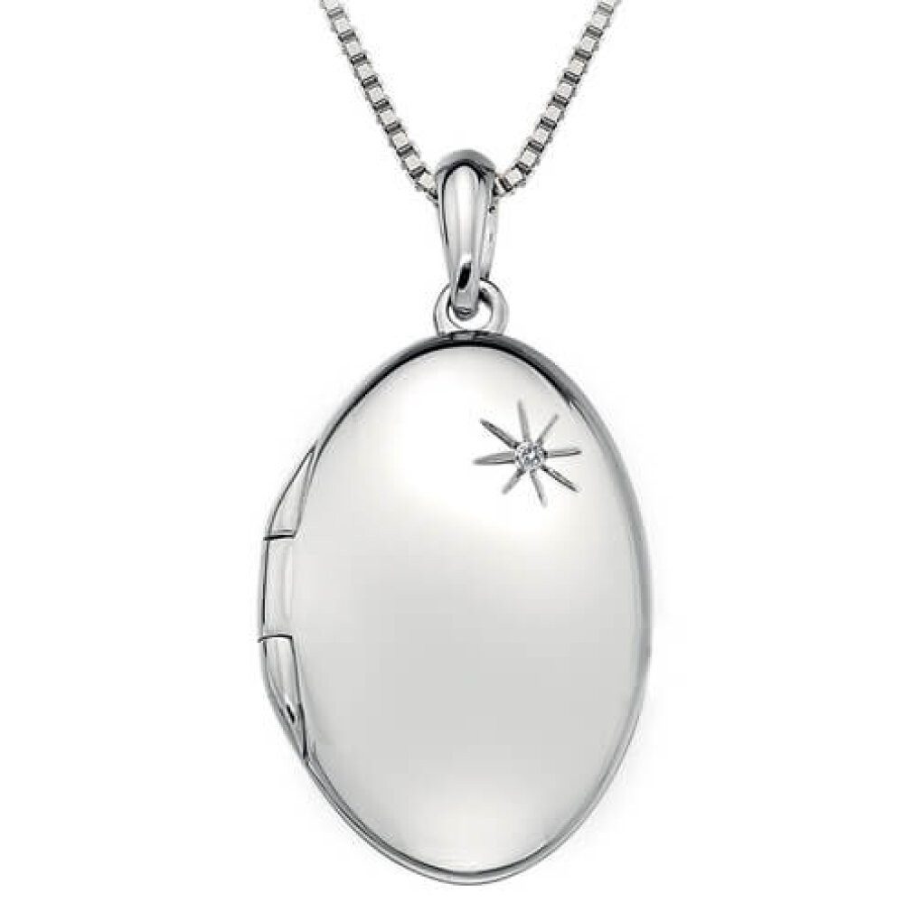 Diamond Kette mit Einhänger Silver necklace DP493 Memoirs Oval Locket