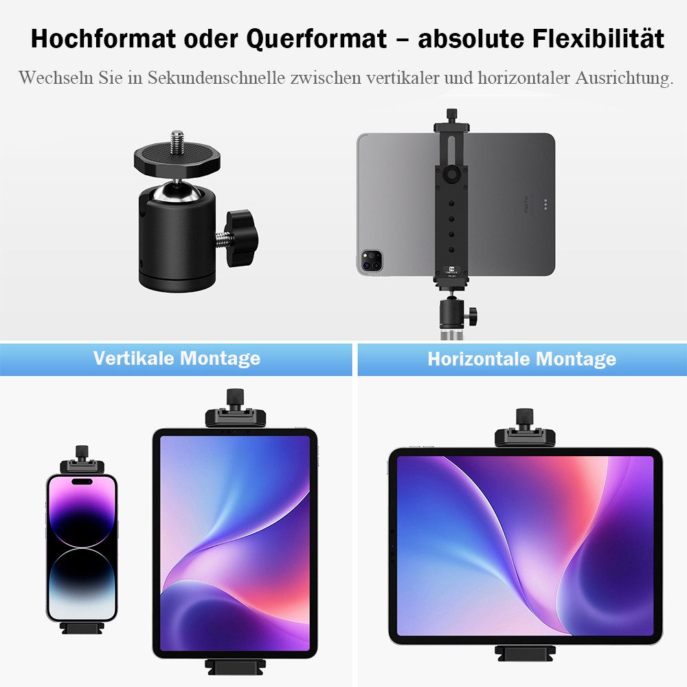 AFKSMILE Halterung Aluminium Handy Stativ Adapter, Arca-Swiss Tablet-Stativ-Adapter – Bild 5 von 5