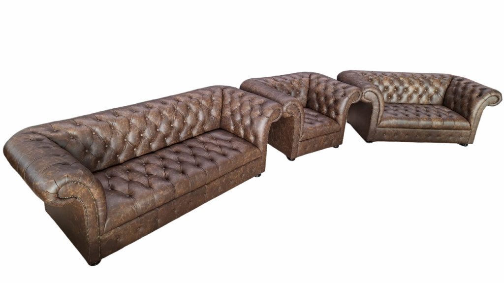 JVmoebel Chesterfield-Sofa Chesterfield Sofagarnitur 3+2+1 Couchen Polster Möbel Set 3tlg. Sofort, 3 Teile, Made in Europa