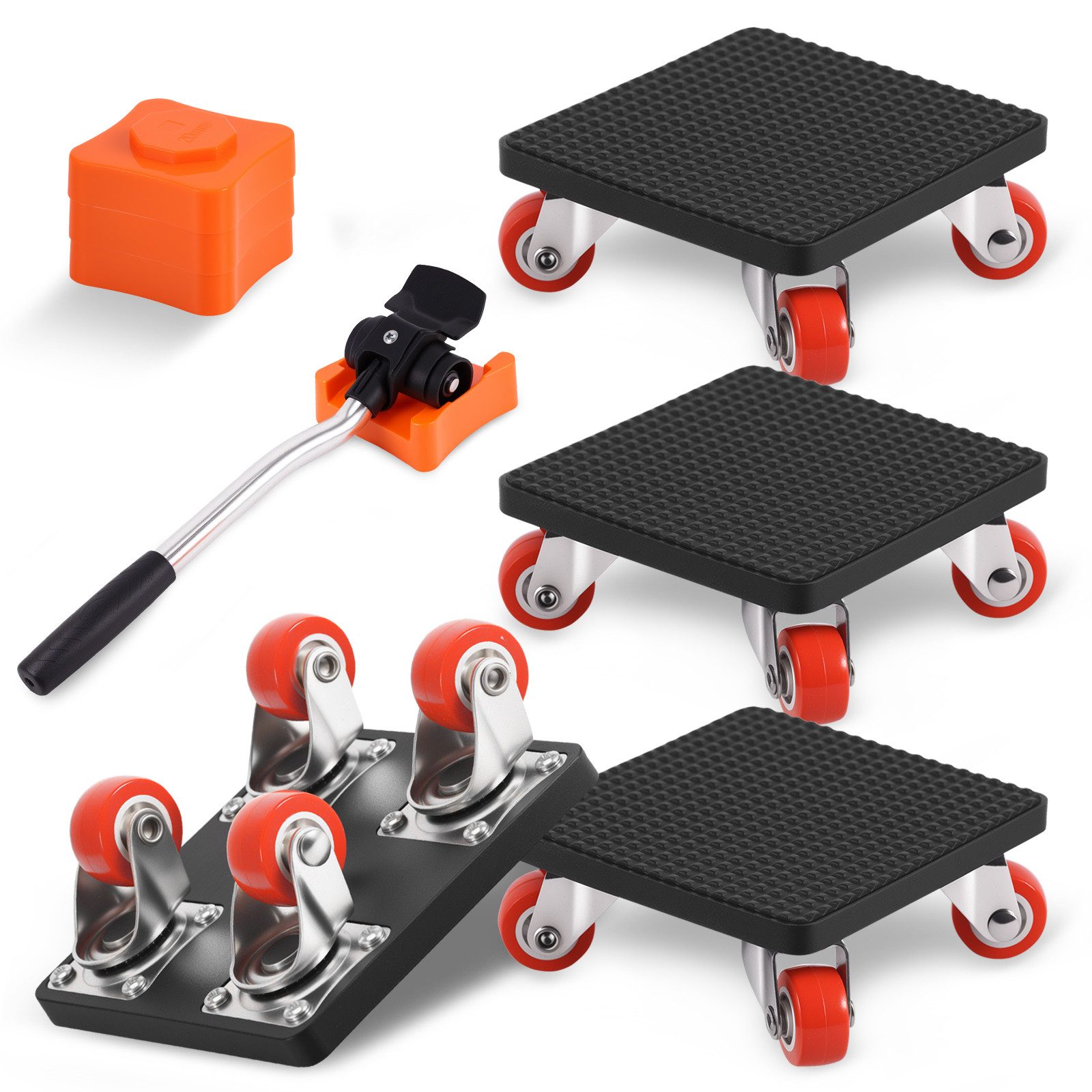 LEMLIT Möbelrolle 9 Stück Möbel Transportroller Set mit 4 Transportrollern, 360° drehbar, (Möbeltransporthilfe mit Transportrollern, 9-St., Möbelheber mit 4 Transportrollern und Höhenpads), Möbeltransporter für Umzug Schwere Möbel, bis 400 kg