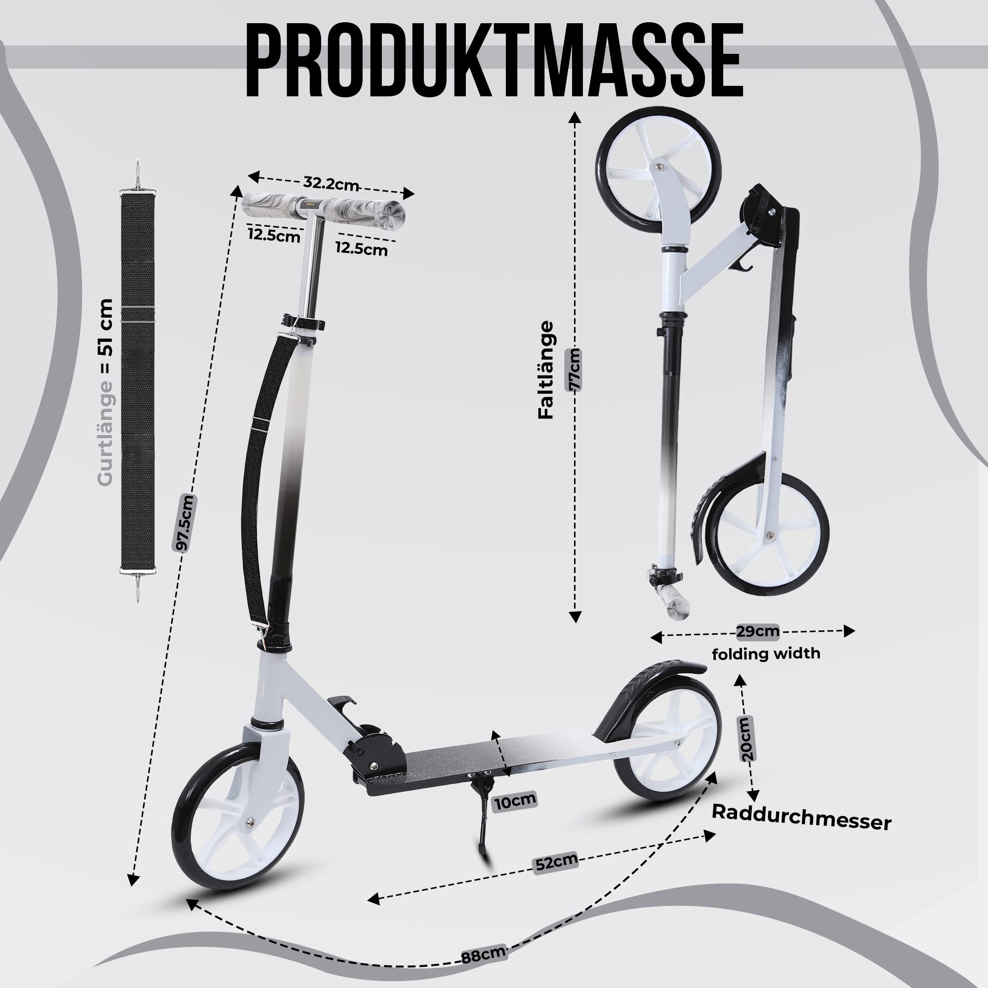 Habib Gruppe Scooter Kinderroller 200mm Cityroller, Klappbar & bis 100kg