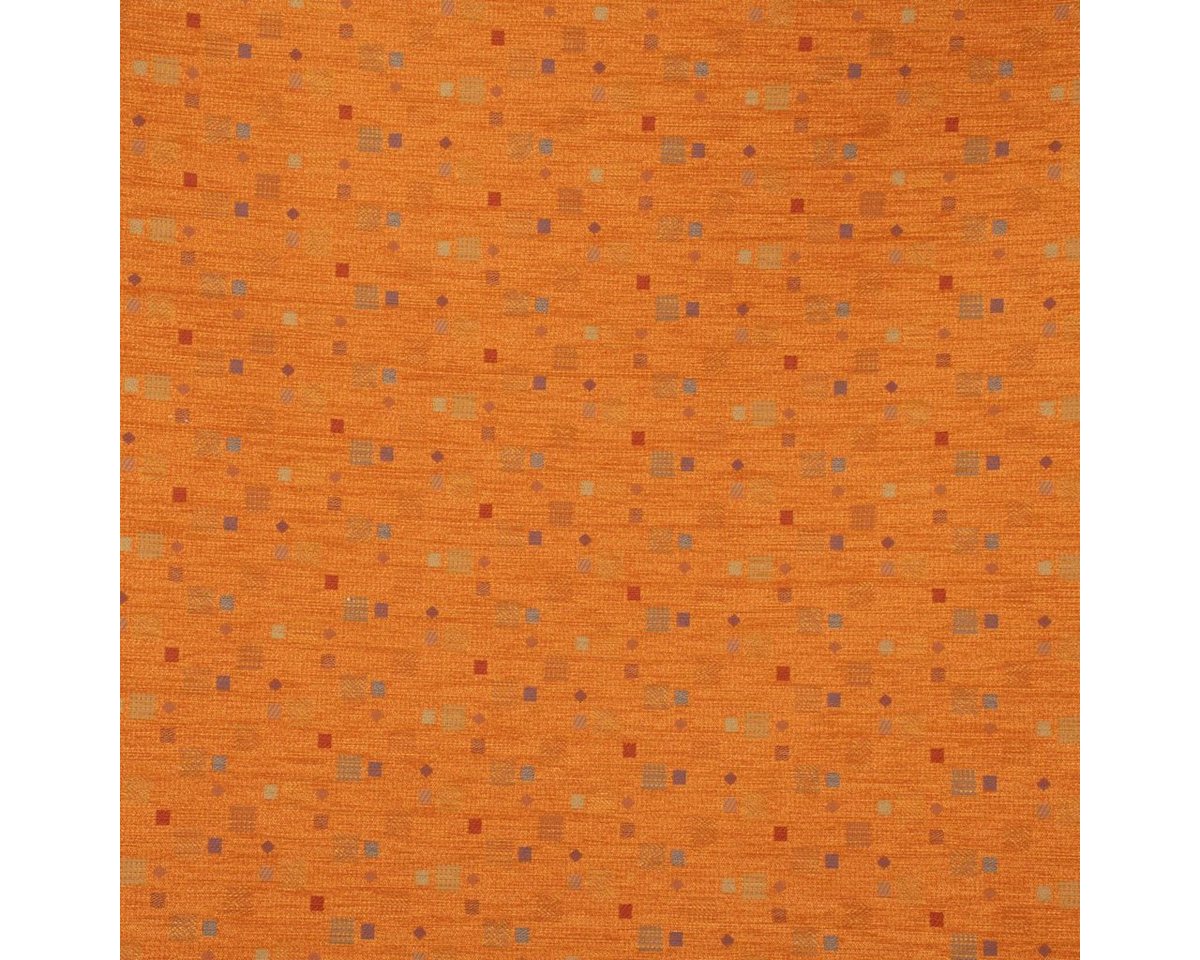 Thumbnail - SCHÖNER LEBEN. Stoff Möbelstoff Bezugsstoff Chenille WALSUM Kästchen orange 140cm Breite, made in Germany
