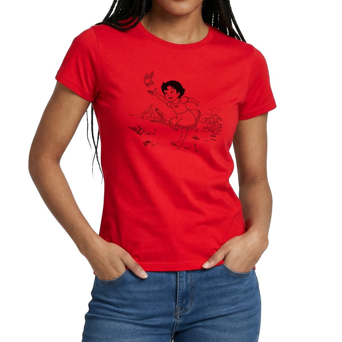 Spreadshirt T-Shirt Heidi Rennt Mit Schmetterling Frauen T-Shirt (1-tlg) Slim Fit, fällt klein aus