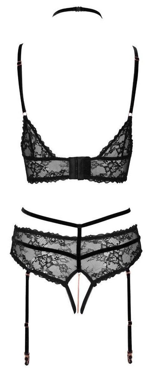 Abierta Fina Set: Bügelloser BH Dessous Set: BH und Straps-Slip mit Ketten günstig online kaufen