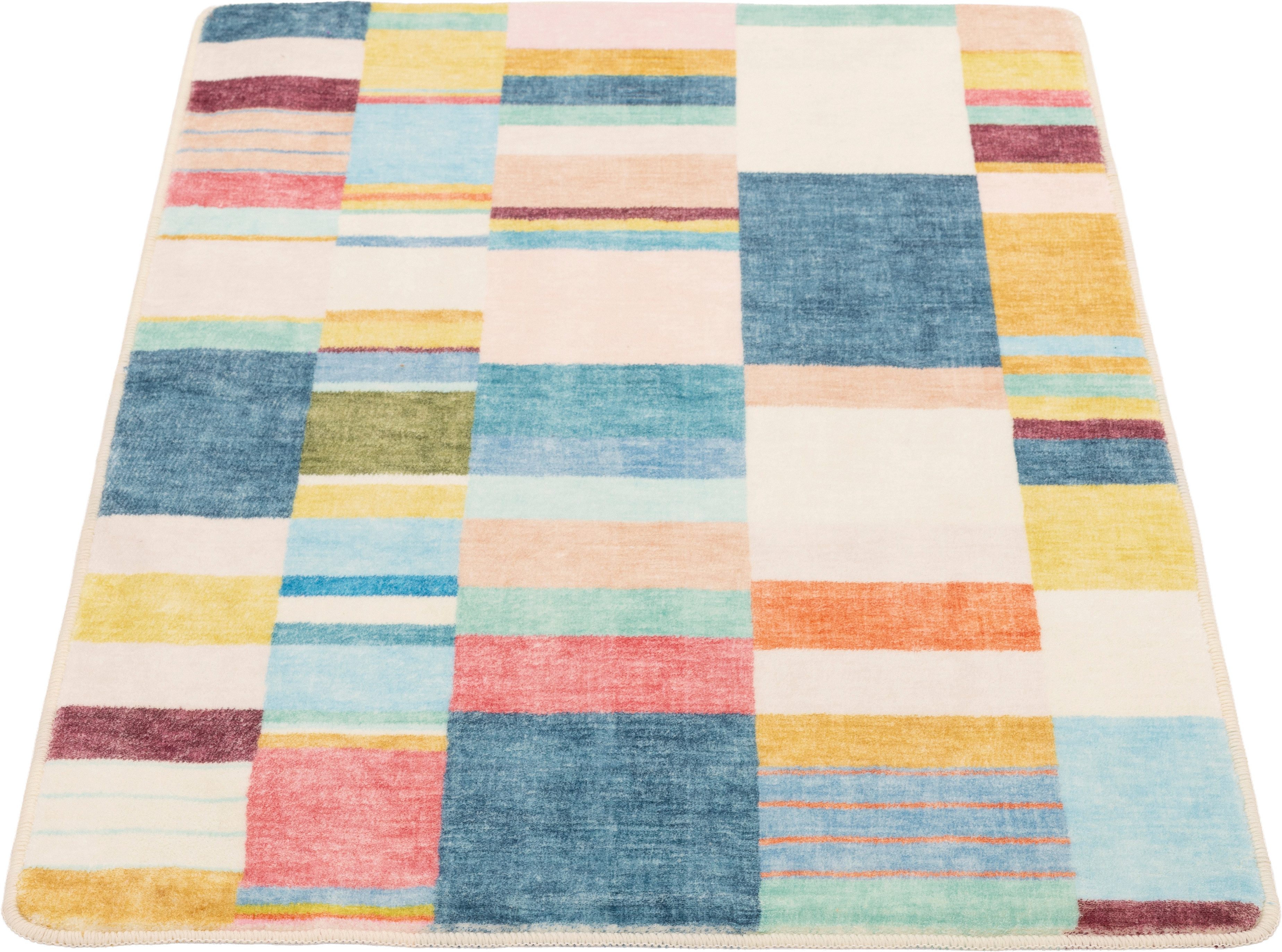 Gino Falcone Badematte Aquata GF-167, Badvorleger, Badezimmer Teppich, Höhe 7 mm, rutschhemmend beschichtet, fußbodenheizungsgeeignet, Kunstfaser, rechteckig, Badteppich, bedruckt, gestreift, modernes Design, rechteckig