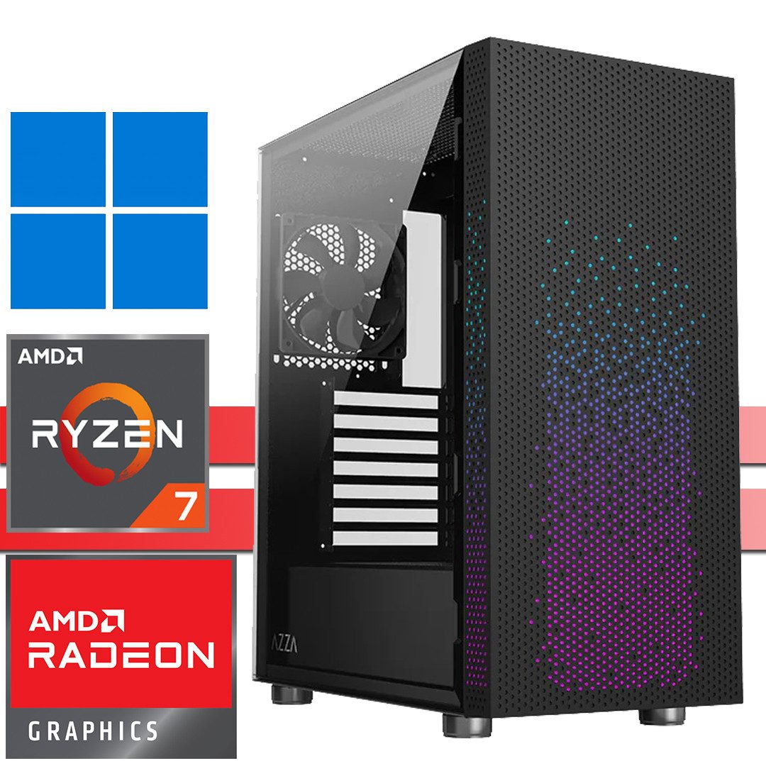 X-HARDWARE X-Entry Gaming Computer 5700G, 32GB RAM, 256GB + bis zu 4TB HDD Gaming-PC (AMD Ryzen 7 5700G, AMD Radeon Graphics (iGPU), 32 GB RAM, 0 GB HDD, 512 GB SSD, Luftkühlung, Windows 11 Professional)