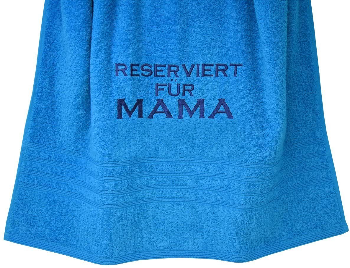 Lashuma Duschtuch Reserviert für Mama, Frottee (1-St), Badetuch mit Premium Stick, Frotteetuch 70x140 cm Capri Blau