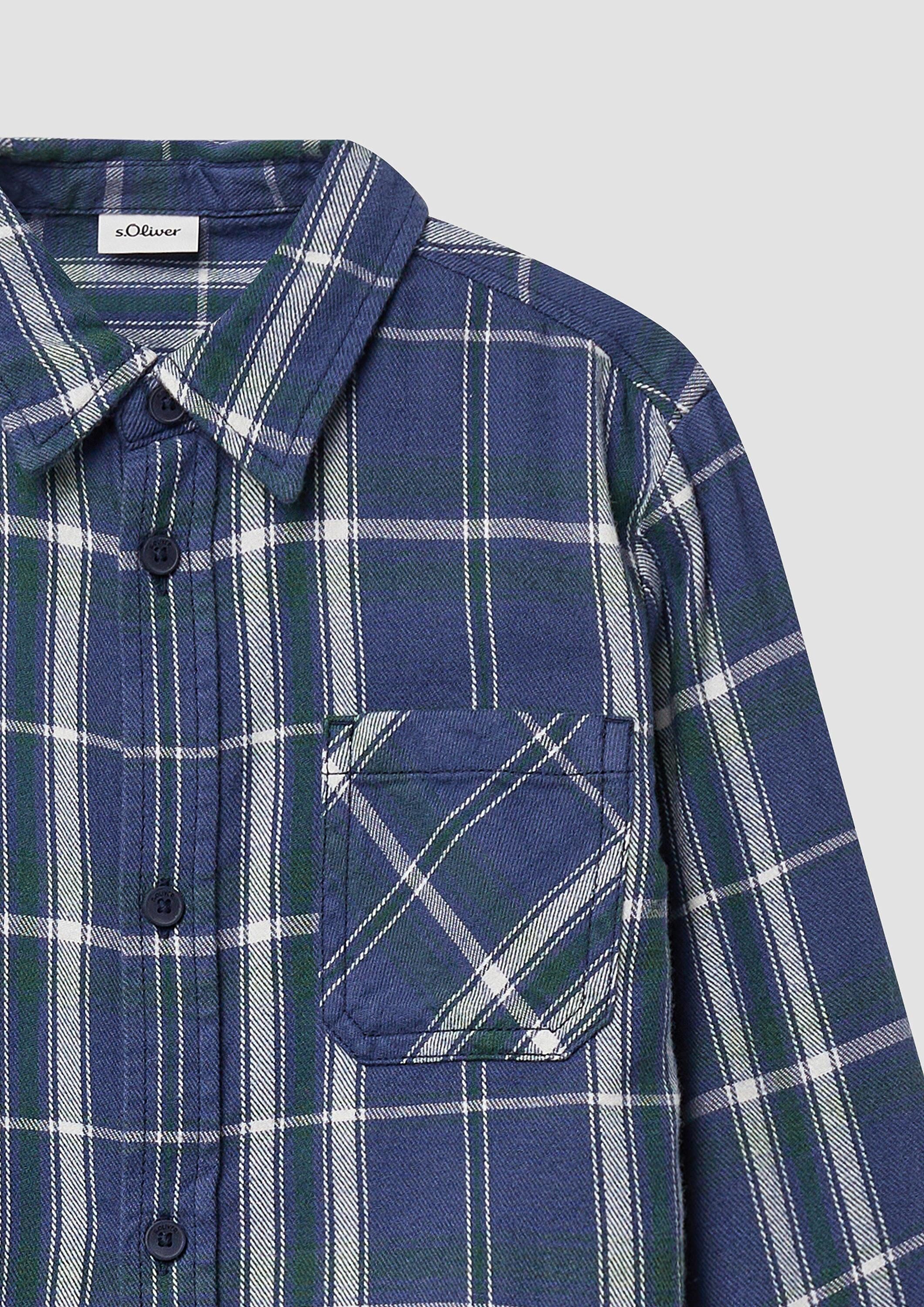 s.Oliver Langarmhemd Hemd Weiches Flanellhemd mit Karo-Muster
