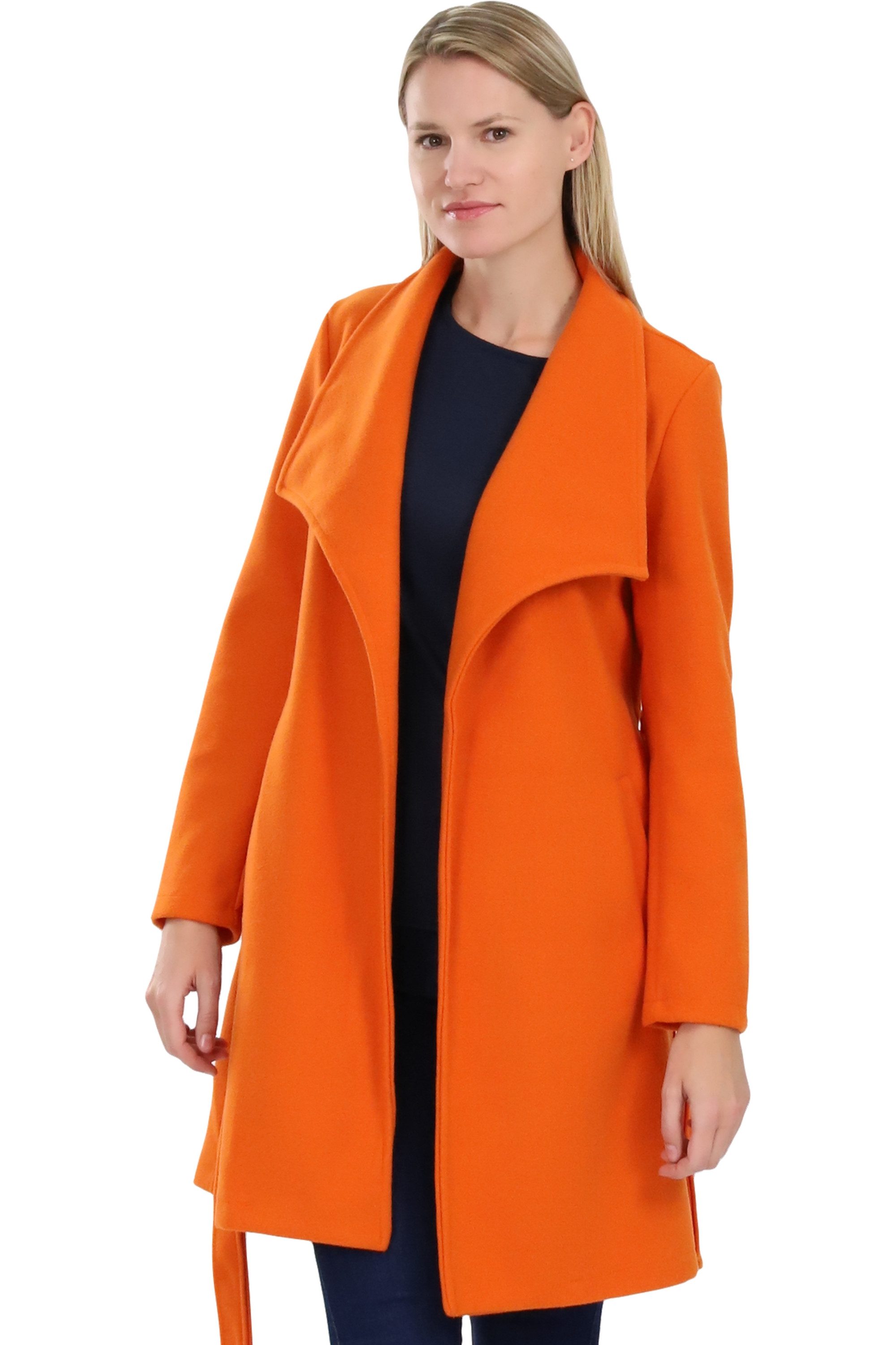 malito more than fashion Langmantel malito Damen Trenchcoat, schicker Wintermantel, klassische Jacke, langer Trenchcoat Longjacke Übergangszeit