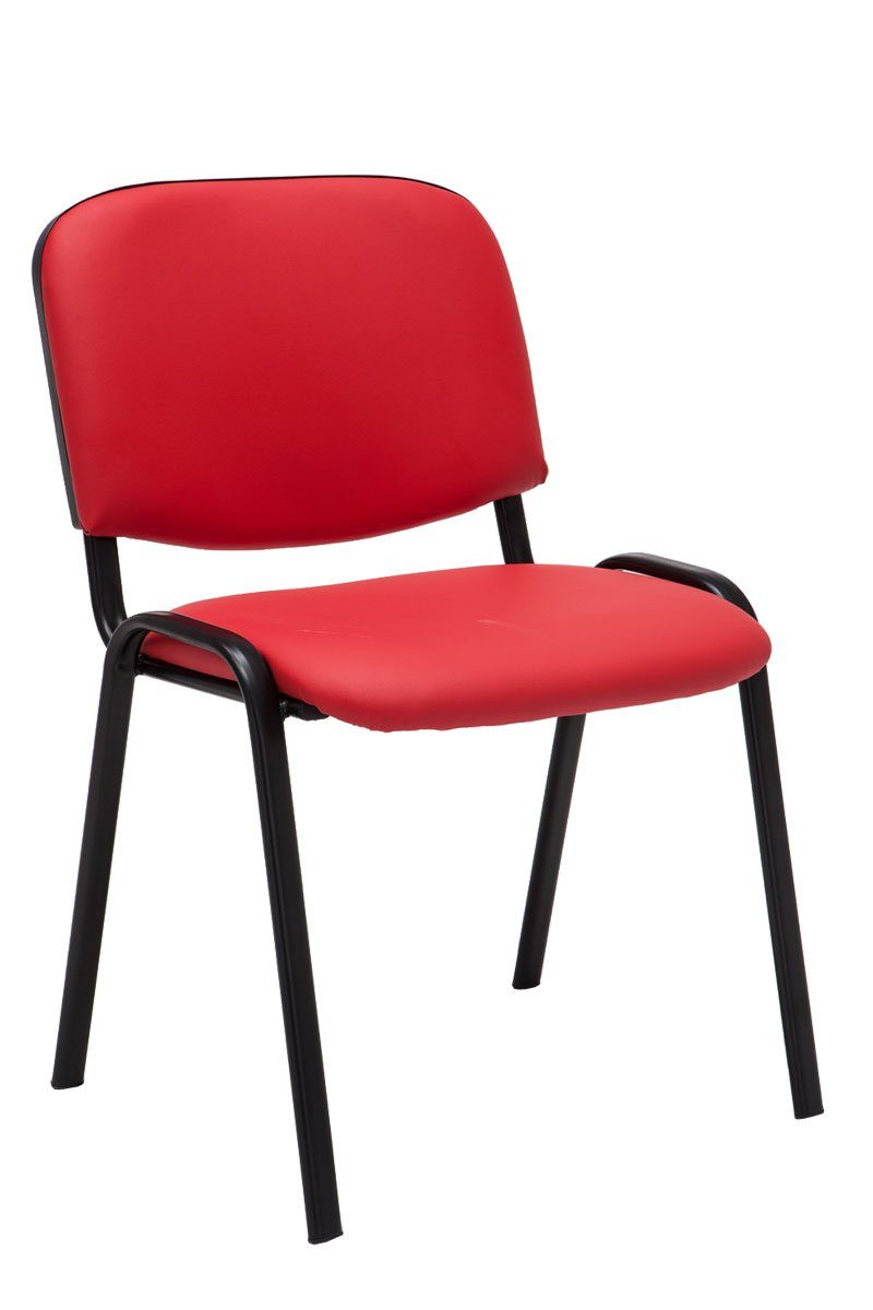TPFLiving Besucherstuhl Keen mit hochwertiger Polsterung - Konferenzstuhl (Besprechungsstuhl - Warteraumstuhl - Messestuhl), Gestell: Metall matt schwarz - Sitzfläche: Kunstleder rot