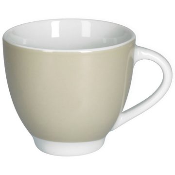 van Well Tasse 6er Set Kaffeetasse mit Untertasse Serie Vario Porzellan - beige