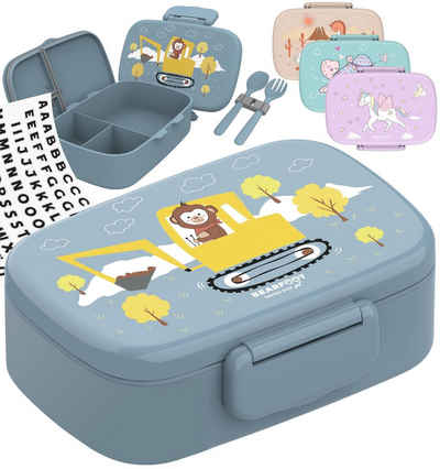 BEARFOOT Lunchbox Brotdose Kinder mit Fächern, leicht & auslaufsicher - Bagger, Kindergarten und Schule - Mädchen und Jungen, Vesperbox, Snackbox