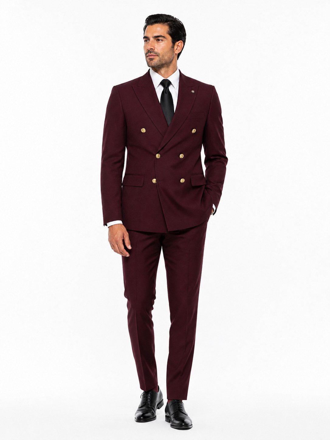 Guild Clothing Anzug Zweireiher Herren Business 2-tlg. Metallknöpfe - Slim Fit (Anzughose & Sakko, 2-tlg., Anzug Set) Zweireiher für Hochzeiten, Einladungen, den Business