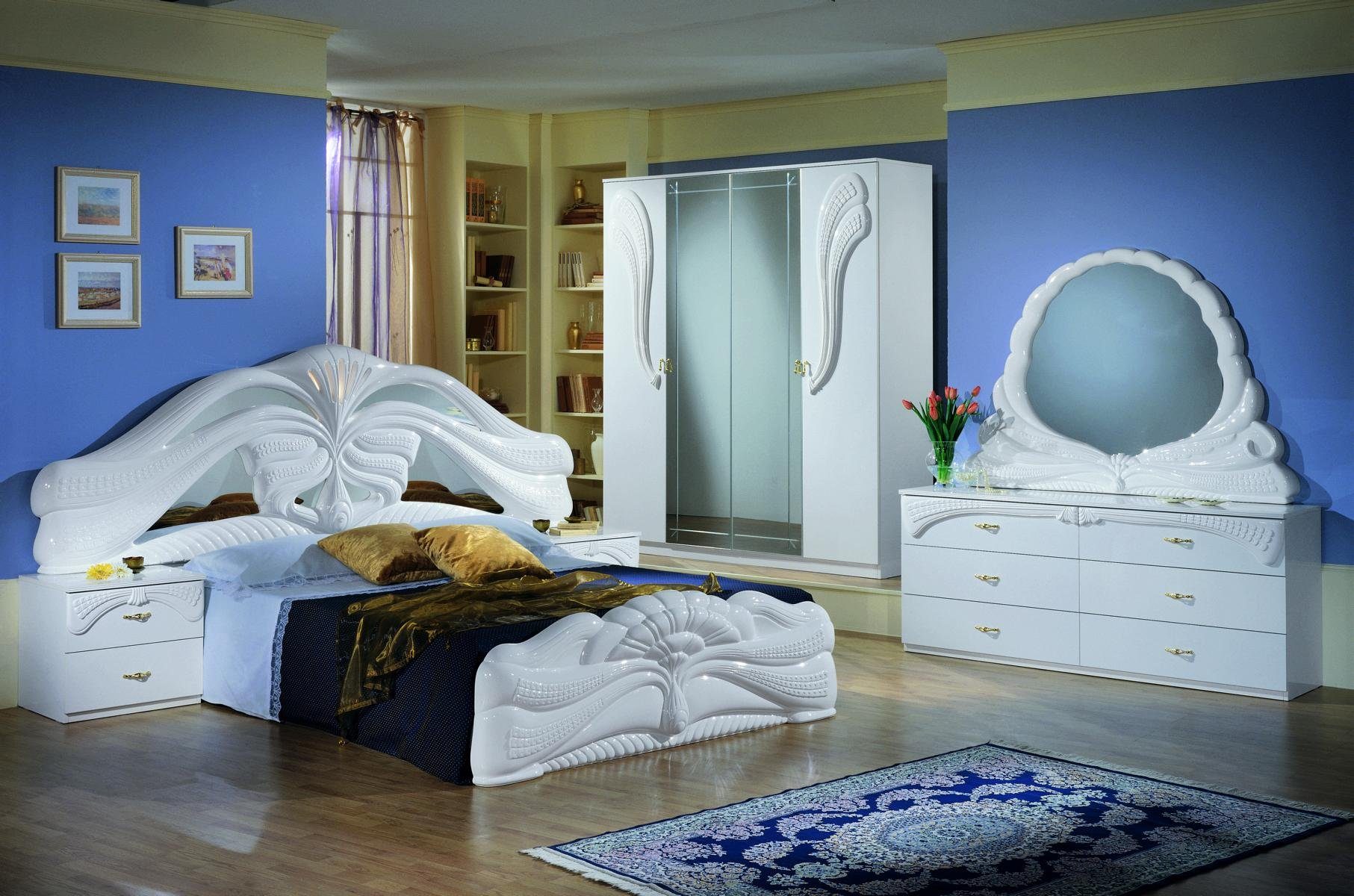 JVmoebel Schlafzimmer-Set Komplett Schlafzimmer Set Kommode Bett Kleiderschrank Betten