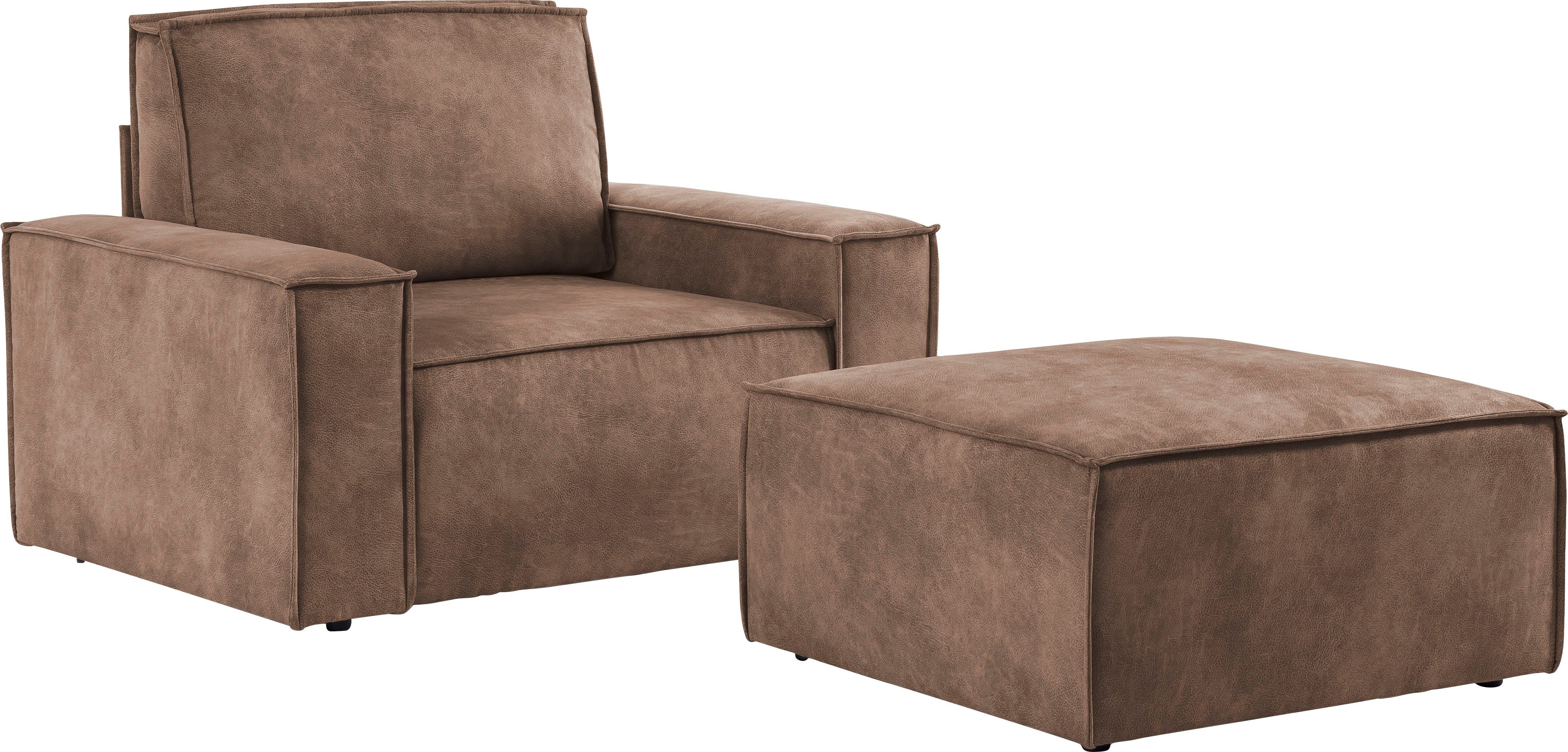 Home affaire Sessel SHERWOOD, Loveseat und Hocker im Set, passend zur Polster-Serie SHERWOOD