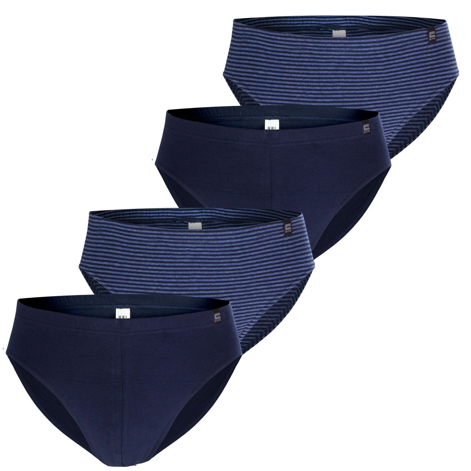 Cito Slip (4-St) ohne Eingriff, mit Komfortbund im 4er Pack navy / blau gestreift