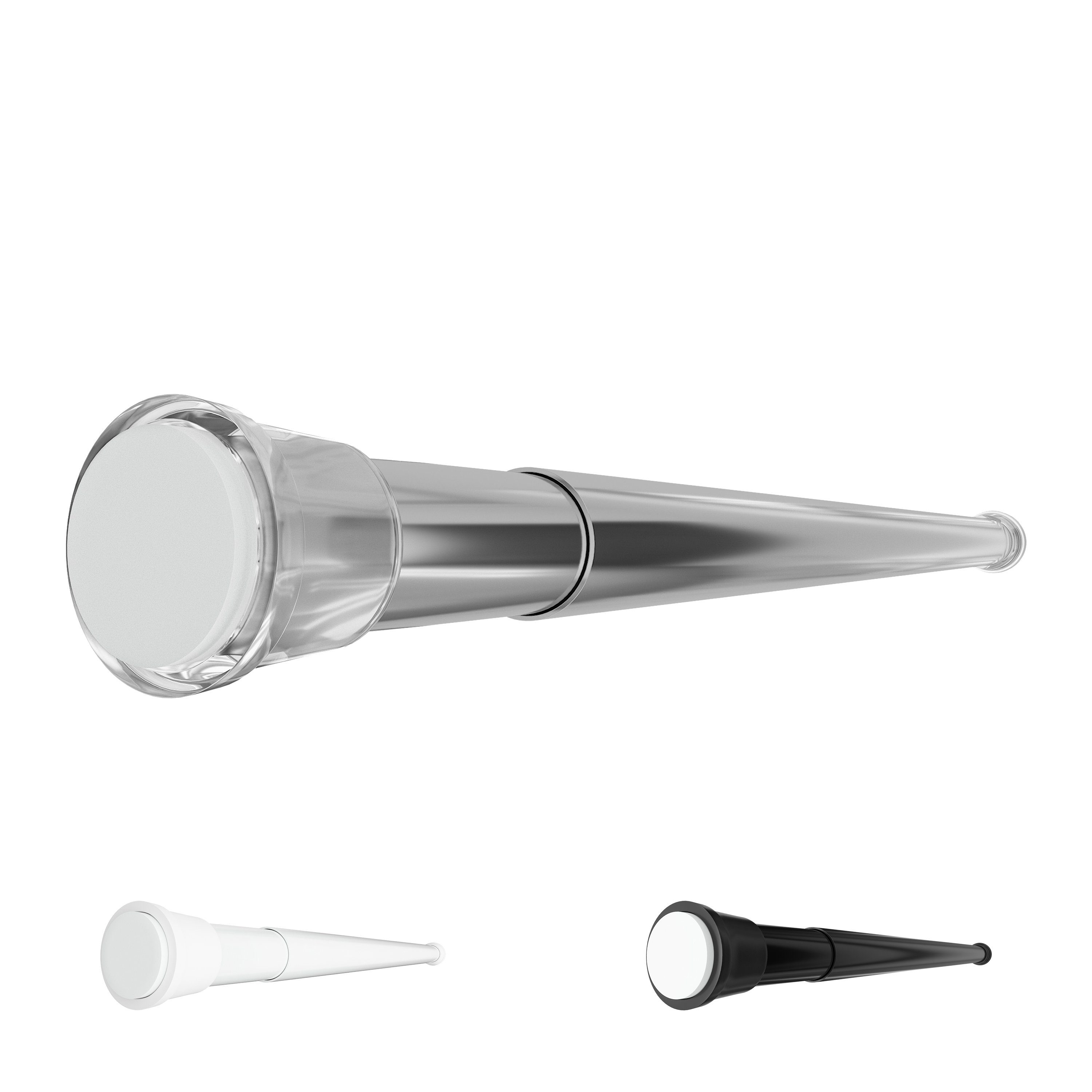 Duschvorhangstange Hastaflex Teleskop Duschstange mit Gummi Enden, Aquabad®, 1-läufig, ausziehbar, Silber, 70 - 110 cm