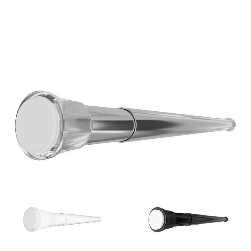 Duschvorhangstange Hastaflex Teleskop Duschstange mit Gummi Enden, Aquabad®, 1-läufig, ausziehbar, Kunststoff, Silber, 55 - 90 cm