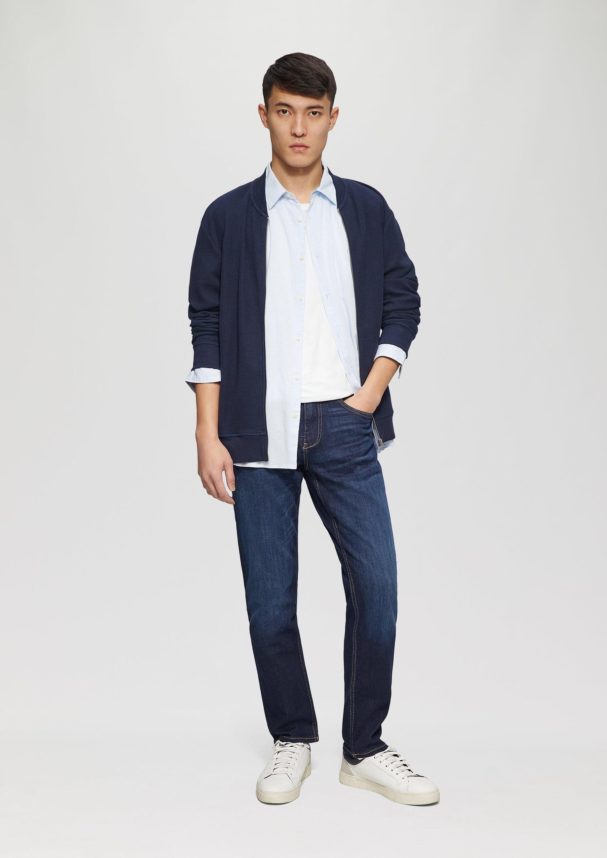 s.Oliver Langarmhemd Hemd Regular Fit: Baumwollhemd mit Strukturmuster