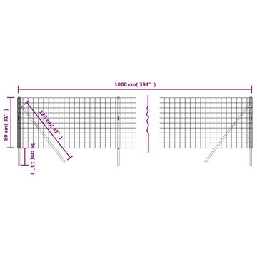 vidaXL Gartenzaun Maschendrahtzaun Anthrazit 0,8x10 m Verzinkter Stahl, (1-St)