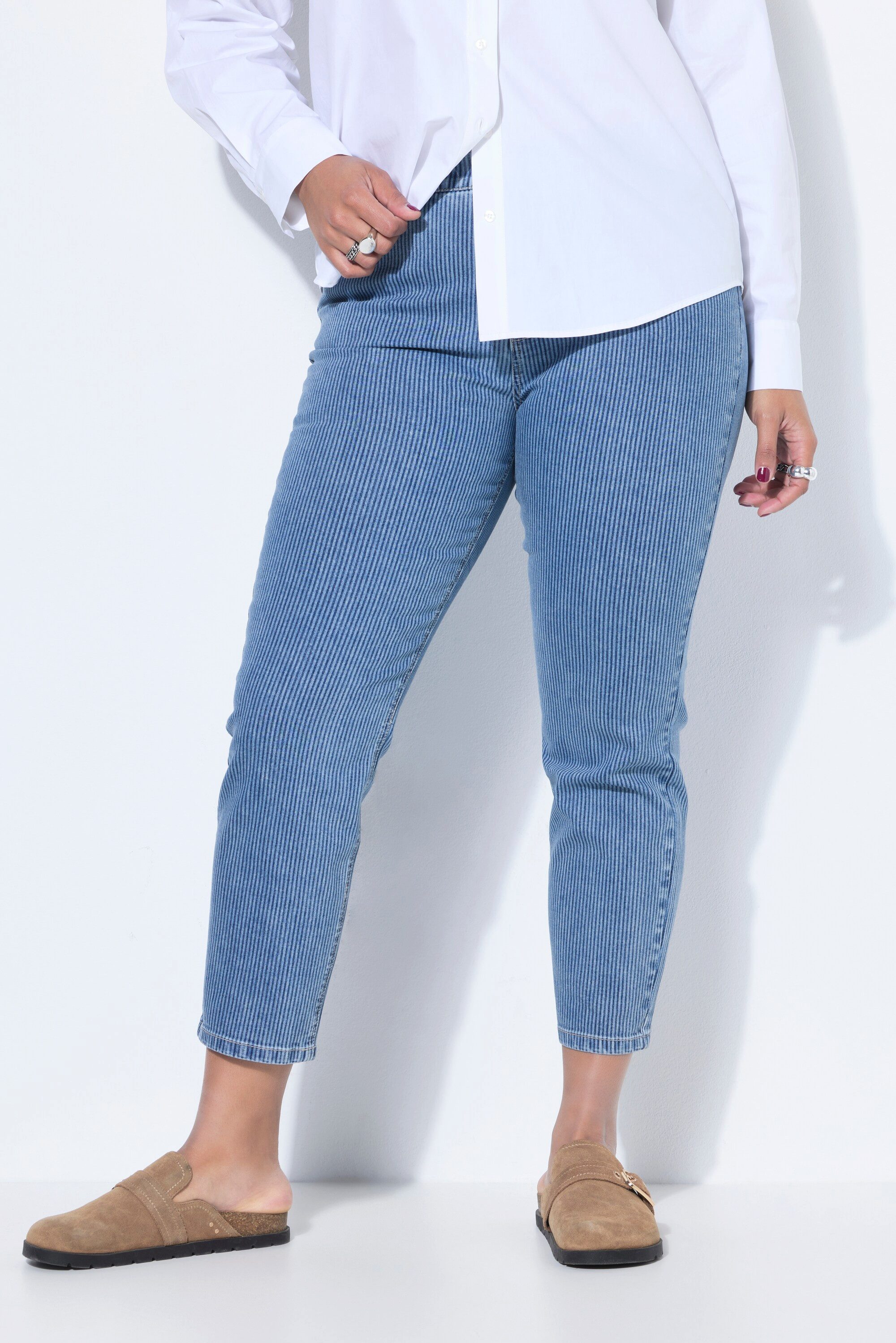 Funktionshose Mom-Jeans Mom Shape 5-Pocket Streifen