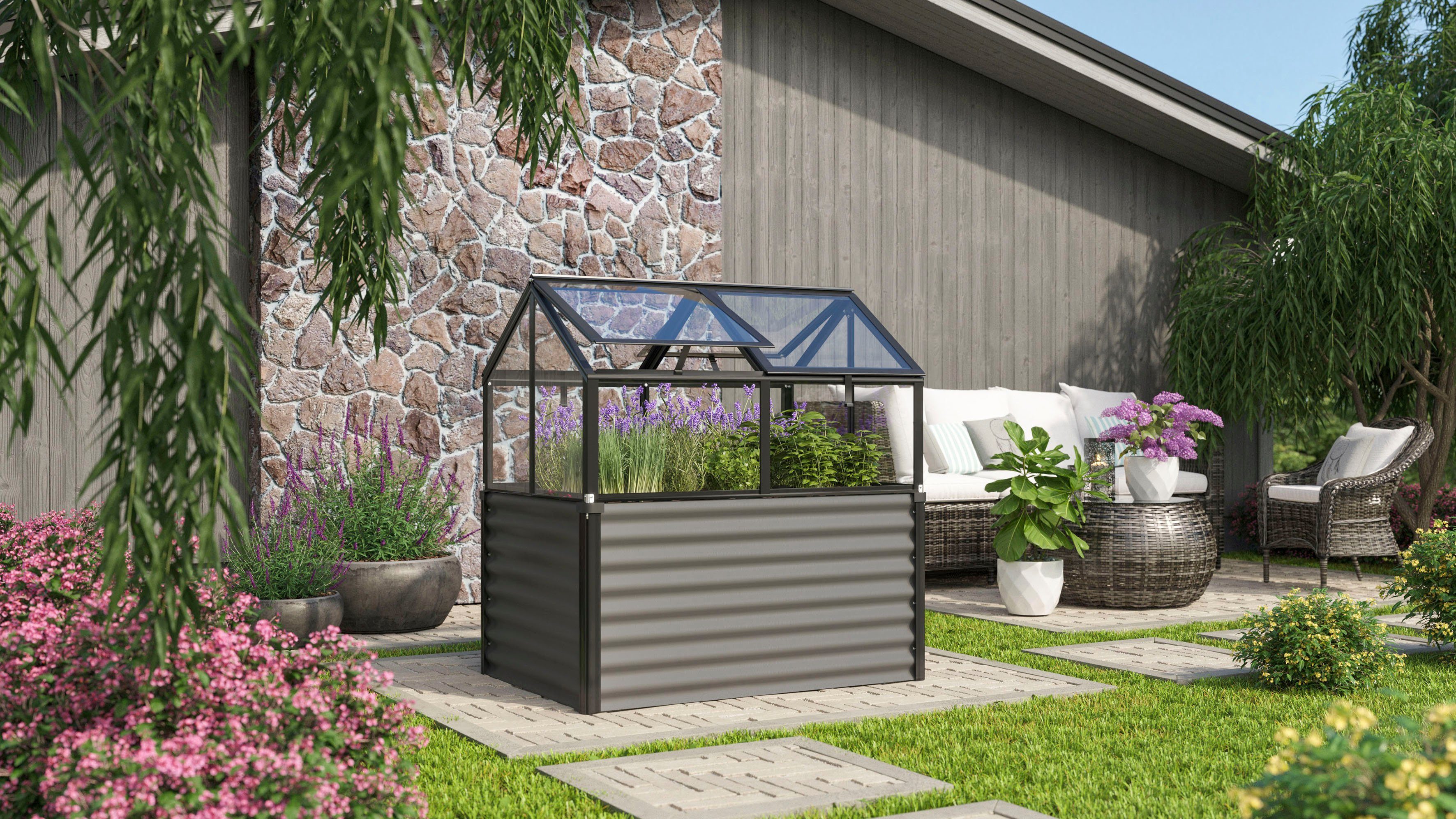 Vitavia Hochbeet Zola, BxTxH: 89x127x135 cm, ESG, granit/schwarz