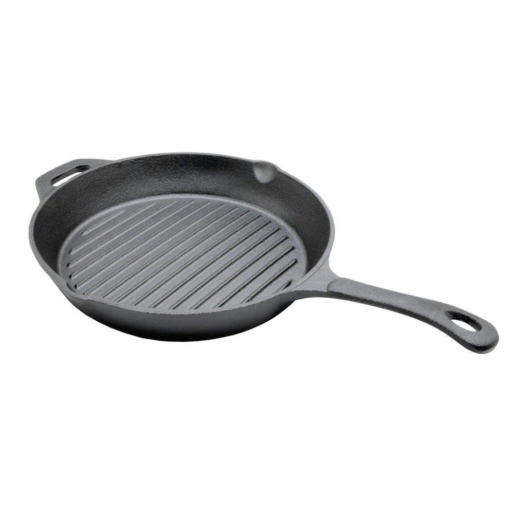 PROREGAL® Grillpfanne Grillpfanne, Ø 29,5cm, Gusseisen