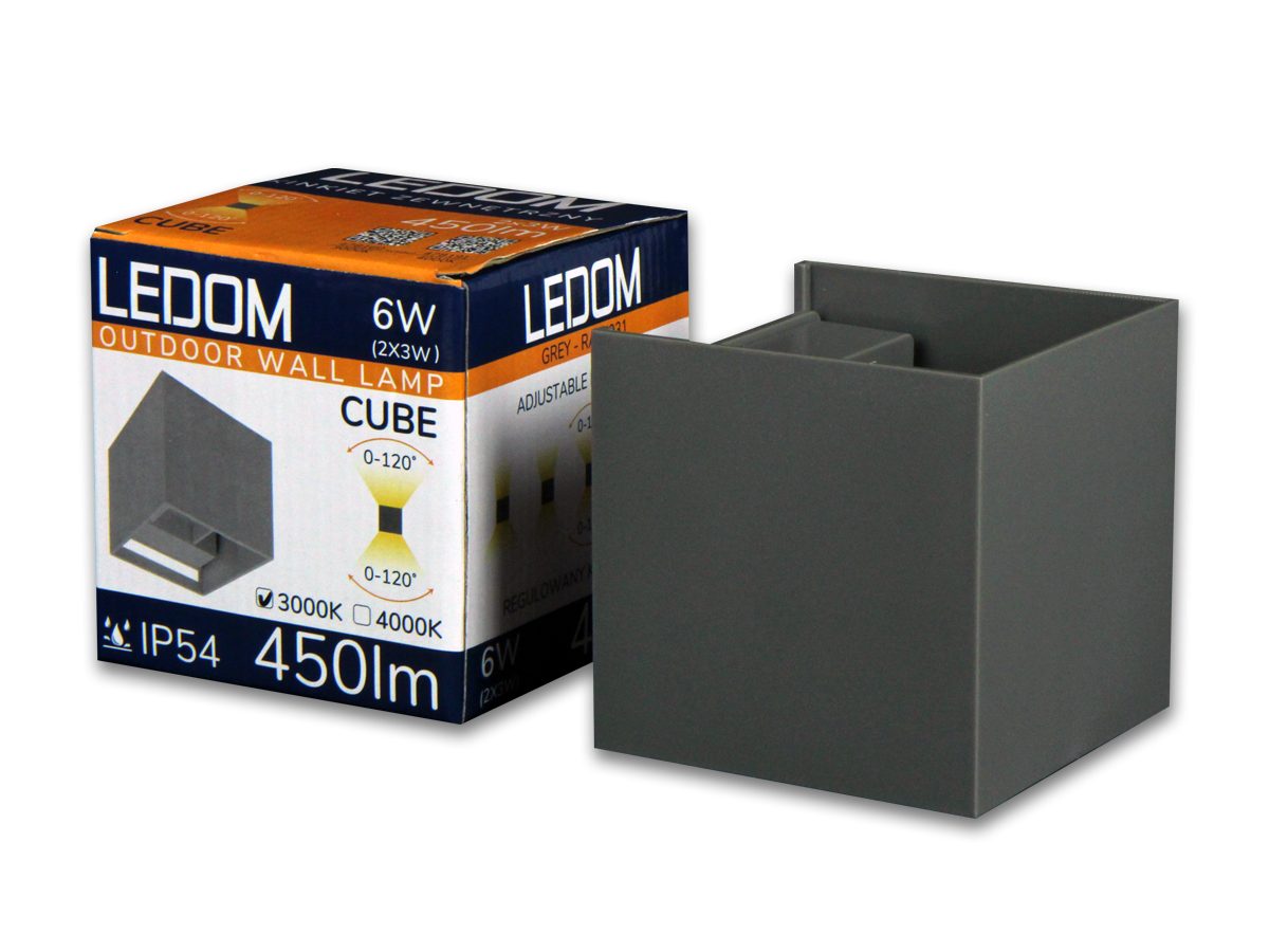 Grau Außenwandleuchte Außen-Wandleuchte LED-Line Warmweiß, CUBE LED (6W) Neutralweiß 2x3W IP54