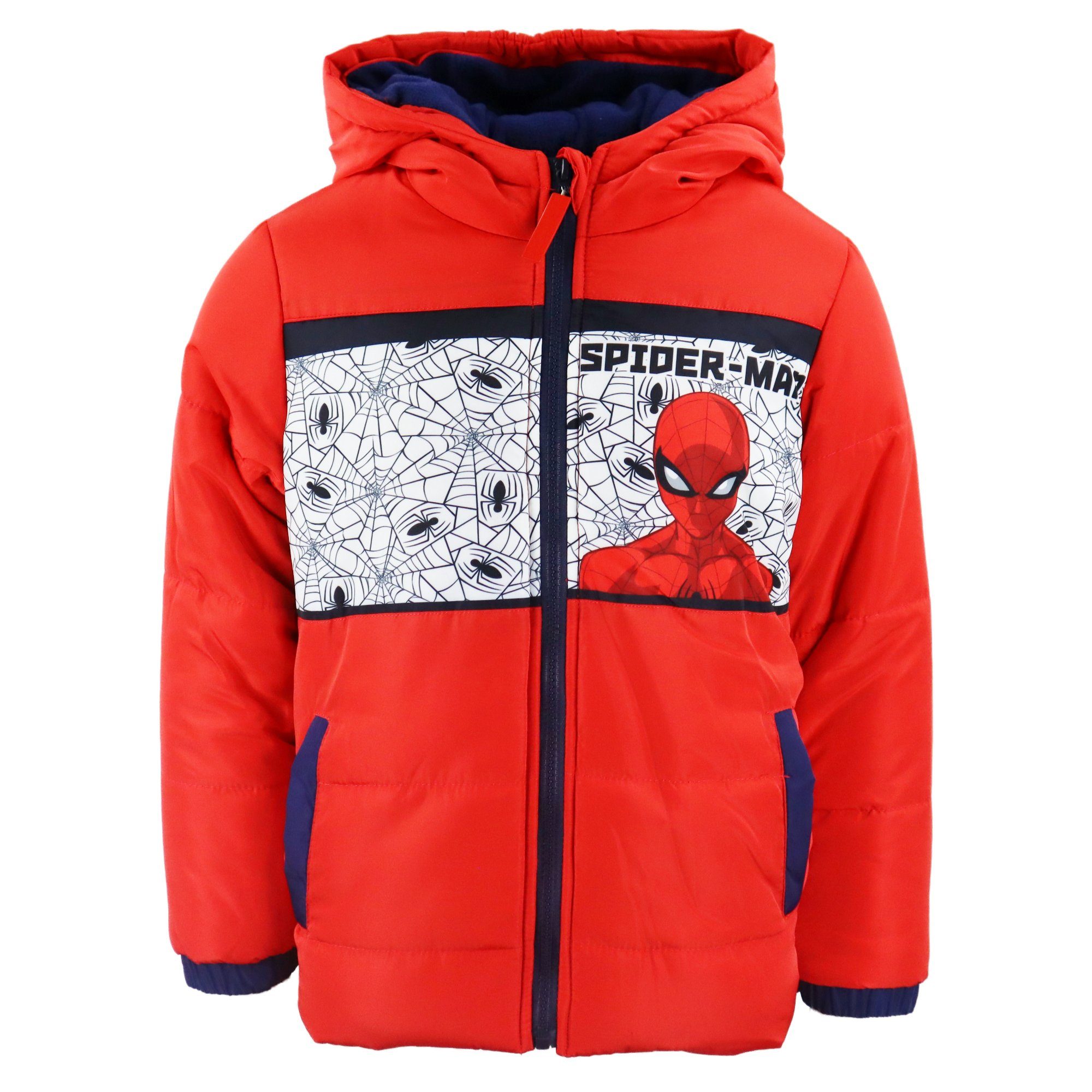 MARVEL Winterjacke Marvel Spiderman Kinder Jungen Winterjacke Jacke mit Kapuze