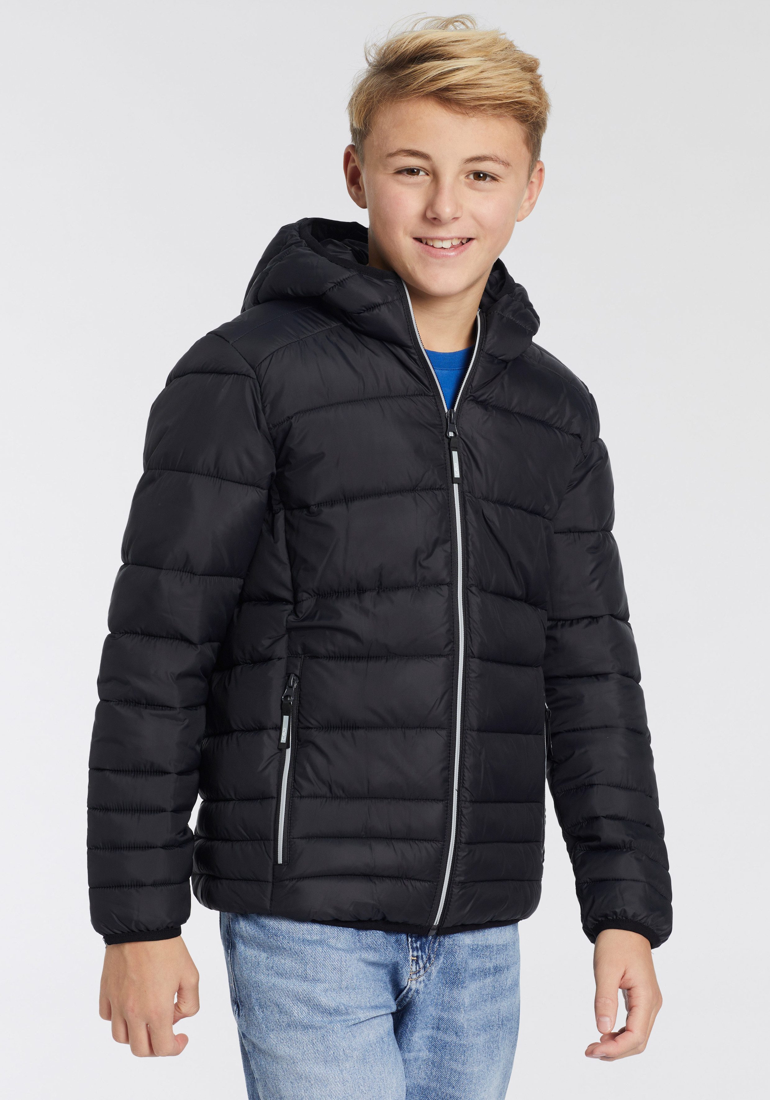CMP Steppjacke KID JACKET FIX HOOD mit Kapuze, winddicht, wasserabweisend, aus Polyester