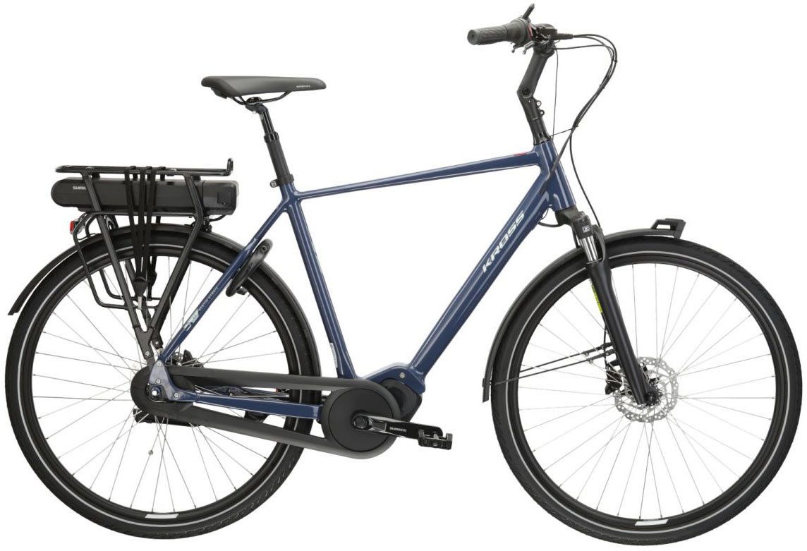Kross E-Bike Cityrad E-Citybike Sentio Hybrid 4.0 28 Zoll blau - Shimano Mittelmotor, 7 Gang Shimano NEXUS Schaltwerk, Nabenschaltung, Mittelmotor, 418 Wh, SHIMANO 36 V/250 W, Mittelmotor DU-E500
