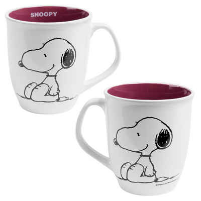 United Labels® Tasse The Peanuts Tasse - Snoopy Kaffeebecher Keramik Weiß/Rot 280 ml, Keramik