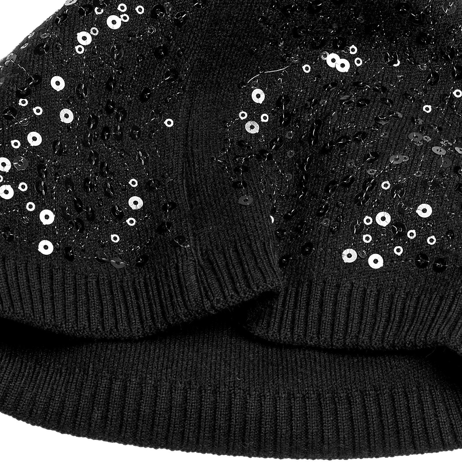 Caspar Bommelmütze MU186 Damen Fein Strick Pailletten Glitzer Winter Mütze